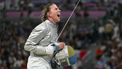 Емоції Ольги Харлан після перемоги у матчі Олімпіади-2024
