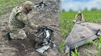 Бойові частини трьох російських дронів знешкодили вибухотехніки на Чернігівщині