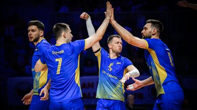 Збірна України з волейболу під час матчу Ліги націй проти Болгарії