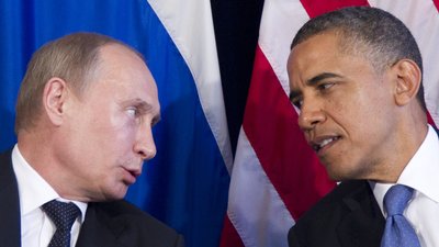 Президент Б.Обама на зустрічі з президентом РФ В.Путіним на саміті G20 у Мексиці, 18 червня 2012 року. Фото: AP Президент Б.Обама на зустрічі з президентом РФ В.Путіним на саміті G20 у Мексиці, 18 червня 2012 року. Фото: AP