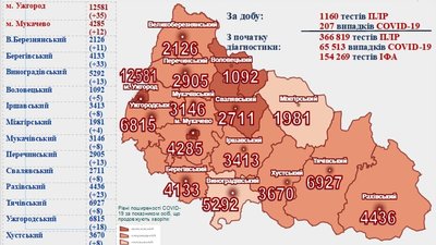 На Закарпатті за добу виявили 207 нових випадків COVID-19. П'ятеро людей померли На Закарпатті за добу виявили 207 нових випадків COVID-19. П'ятеро людей померли