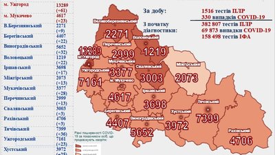 На Закарпатті за добу виявили понад 300 випадків На Закарпатті за добу виявили понад 300 випадків