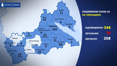 Географія поширення COVID-19 по районах Черкаської області Географія поширення COVID-19 по районах Черкаської області
