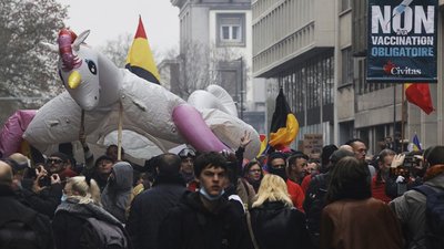 "Марш за свободу – третій акт". У Брюсселі знову сталися сутички під час акції проти COVID-обмежень "Марш за свободу – третій акт". У Брюсселі знову сталися сутички під час акції проти COVID-обмежень