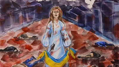 Черкаська художниця зобразила військові злочини російських солдатів Черкаська художниця зобразила військові злочини російських солдатів