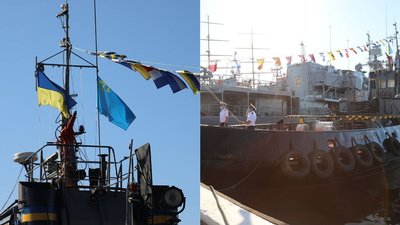 В Одесі військові підняли кримськотатарський стяг на буксирі "Яни Капу", який був у полоні РФ