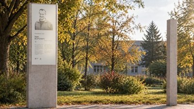 Візуалізація пам'ятної стели полковнику СБУ Івану Вороничу в парковому просторі