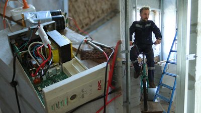 Поки в Чернігові немає світла, містянин добуває електрику, крутячи педалі