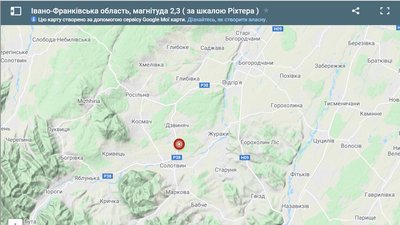 Епіцентр землетрусу: широта 48.73 пн. ш., довгота 24.43 сх. д. Епіцентр землетрусу: широта 48.73 пн. ш., довгота 24.43 сх. д.