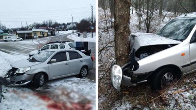 Через погодні умови на Черкащині сталися дві ДТП, водії у лікарні