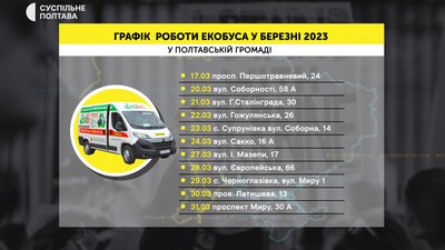 У березні екобус працюватиме у Полтаві та семи селах громади У березні екобус працюватиме у Полтаві та семи селах громади
