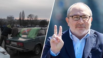 Харків’яни збирають з машин фігуру Victory, щоб вшанувати Кернеса