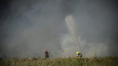 У Миколаєві ліквідували пожежу очерету У Миколаєві ліквідували пожежу очерету