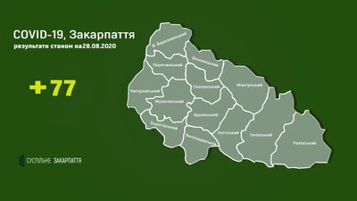 На Закарпатті за добу підтверджено 77 нових випадків COVID-19