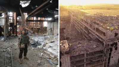 Лілія Кравченко та зруйнований Донецький аеропорт (фото 5.ua) Лілія Кравченко та зруйнований Донецький аеропорт (фото 5.ua)