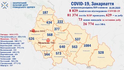 COVID-19 на Закарпатті: 33 одужали, 73 захворіли COVID-19 на Закарпатті: 33 одужали, 73 захворіли