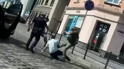 Скріншот із відео інциденту під час заходів оповіщення у Львові