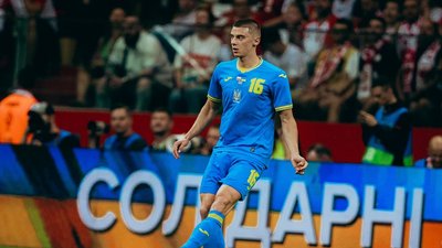 Віталій Миколенко, захисник збірної України в товариському матчі з Польщею.