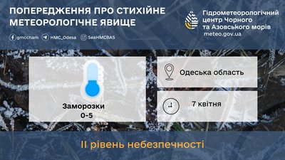 В Одеській області оголосили штормове попередження: очікуються заморозки В Одеській області оголосили штормове попередження: очікуються заморозки