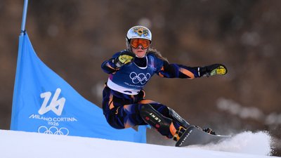 Аннамарі Данча у кваліфікації в паралельному слаломі на Олімпійських іграх-2026