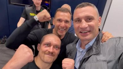 Привітання від Кличка та Шевченка, гопак. Що відбувалося після бою Усик - Джошуа: відео