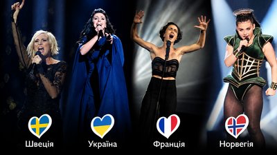 Sanna Nielsen (Швеція 2014), Jamala (Україна 2016), Barbara Pravi (Франція 2021) та Alessandra (Норвегія 2023), Євробачення Sanna Nielsen (Швеція 2014), Jamala (Україна 2016), Barbara Pravi (Франція 2021) та Alessandra (Норвегія 2023), Євробачення