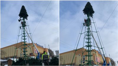 Фоторепортаж: як розбирали ялинку на майдані у Рівному Фоторепортаж: як розбирали ялинку на майдані у Рівному