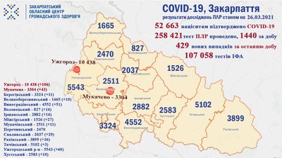 На Закарпатті за добу підтвердили понад 400 нових випадків COVID-19 На Закарпатті за добу підтвердили понад 400 нових випадків COVID-19