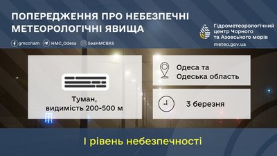 В Одесі та області оголосили штормове попередження: очікується туман
