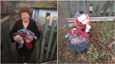 Жителька Олександрійського району зв'язала для військових 65 пар шкарпеток