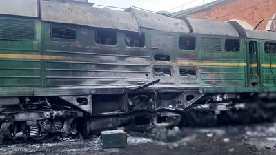 Пошкоджений потяг на Харківщині через удари РФ