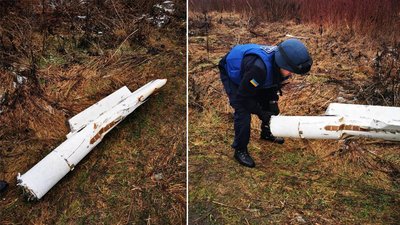 У громаді на Житомирщині знайшли скинутий літаком реактивний боєприпас, який не здетонував