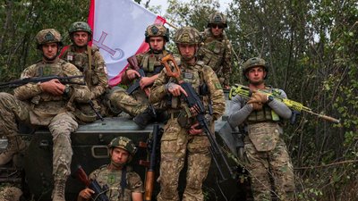 Soldiers of the Russian battalion named after Maksym Kryvonis in August 2024