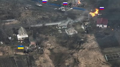 Один український танк вступив у бій проти колони російської бронетехніки на Чернігівщині