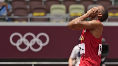 Ангольський спринтер Авені Мігель на олімпійському турнірі 2020 року з легкої атлетики.