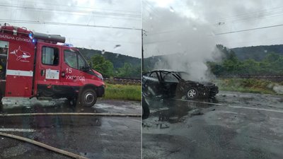 Одне авто горіло, інше опинилось у кюветі. На Ужгородщині сталася ДТП