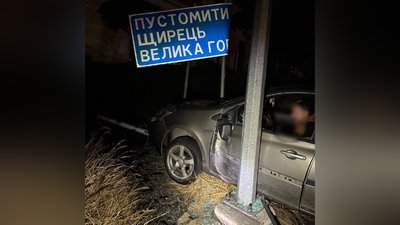 Водій в'їхав у дорожній знак