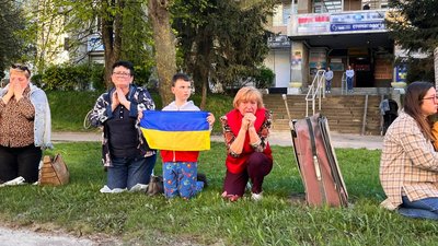 Під час зустрічі тіл бійців у Тернополі Під час зустрічі тіл бійців у Тернополі
