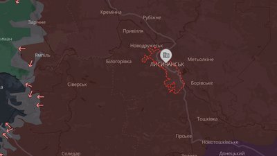 Лисичанськ відносно фронту