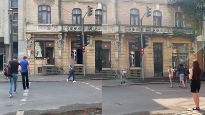 Пішоходи, які перетинають вулицю на червоне світло Пішоходи, які перетинають вулицю на червоне світло
