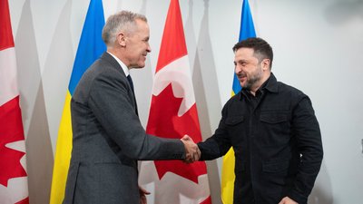 Президент Володимир Зеленський, прем'єр Канади Марк Карні