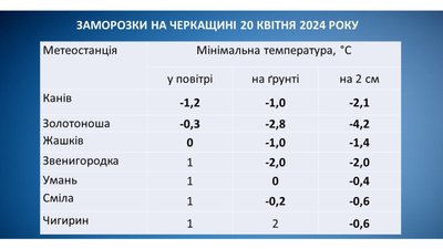 На Черкащині зафіксували заморозки: де було найхолодніше На Черкащині зафіксували заморозки: де було найхолодніше