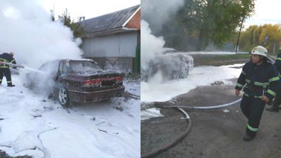 На Черкащині рятувальники гасили автомобільну пожежу