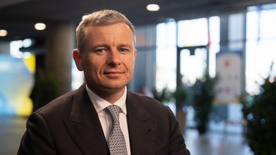 Міністр фінансів України Сергій Марченко під час інтервʼю Суспільному у Гданську