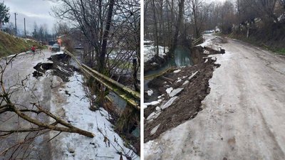 На Закарпатті через інтенсивні опади зруйнована частина дороги "Міжгір'я-Лозянське"