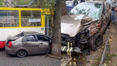 В Одесі водій автівки зіткнувся з трамваєм, ніхто не травмувався