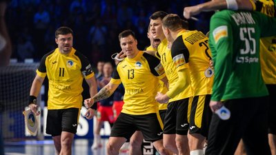 Збірна України з гандболу під час матчу з Норвегією на Євро-2026