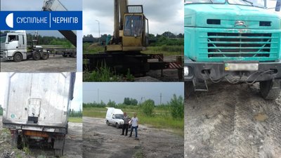 Біля Чернігова невідомі на фурі з краном намагалися викрасти лотки з бази Служби автодоріг