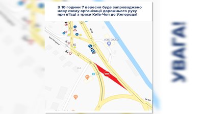 Схема організації дорожнього руху при в’їзді з траси Київ-Чоп до Ужгорода Схема організації дорожнього руху при в’їзді з траси Київ-Чоп до Ужгорода