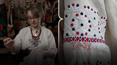 Майстриня Олена Ясінська відтворює сорочку з Луганщини